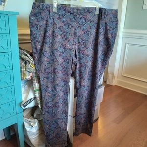 Faded Glory 4X women's green blue red paisley stretch pants inseam 26"